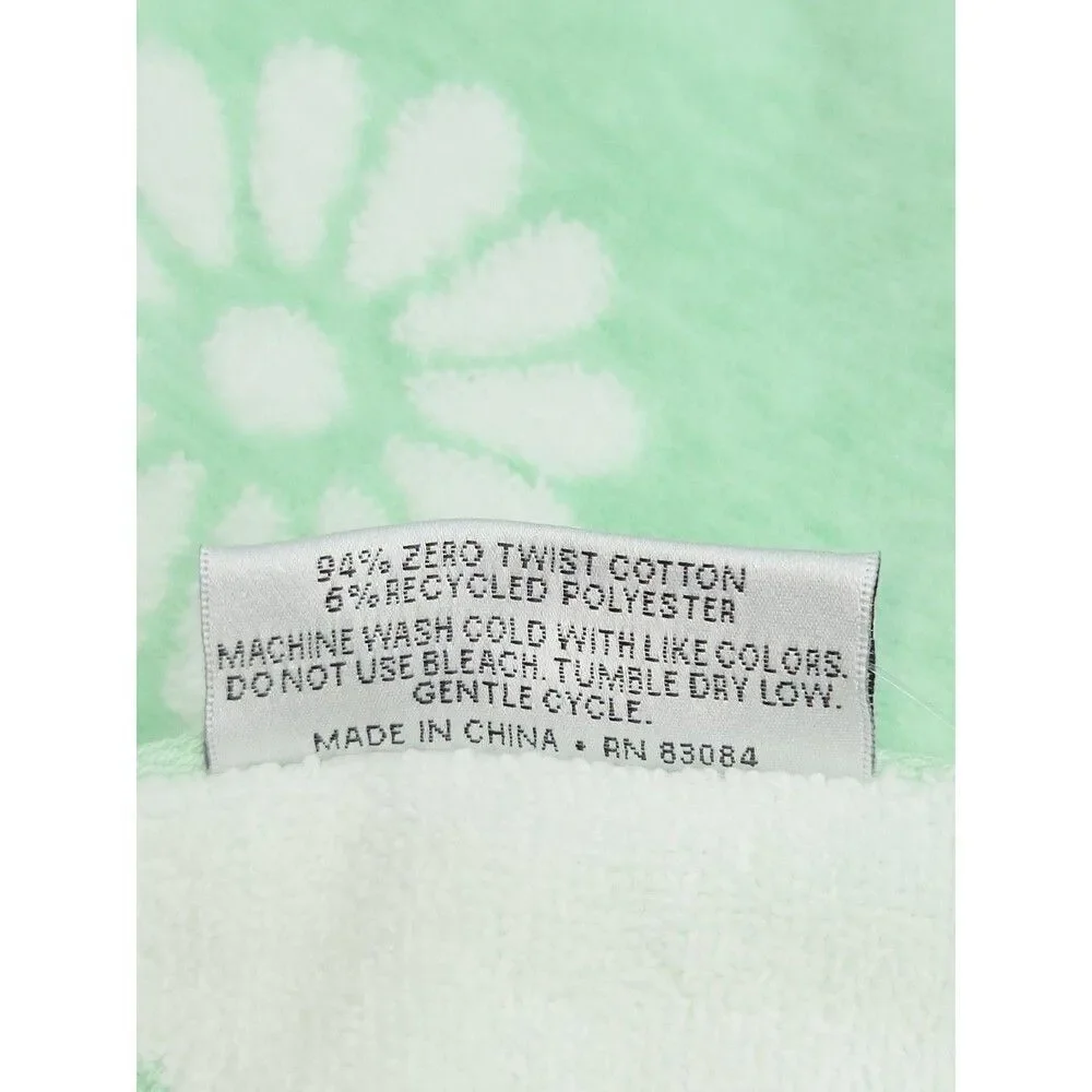 Common Thread Eco Melange White Daisy Mint Green Zero Twist Cotton Towel Set 6pc